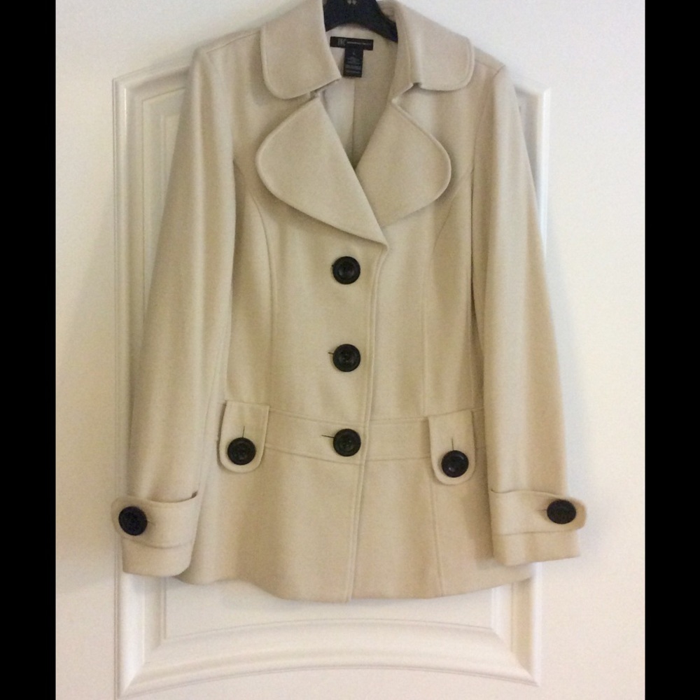 INC International Concepts Cream Button-Front Peacoat